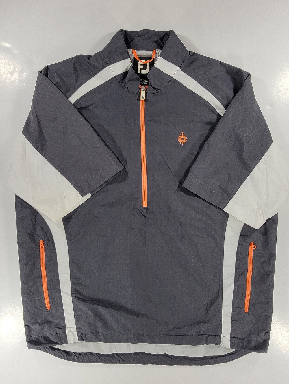 FootJoy Mens Wind Jacket Golf Pullover 1/4 Zip Gray White Large Windbreaker